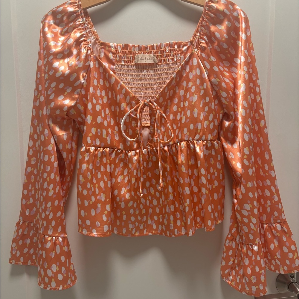 Altar’d State Polka Dot Keyhole Bell-Sleeve Top